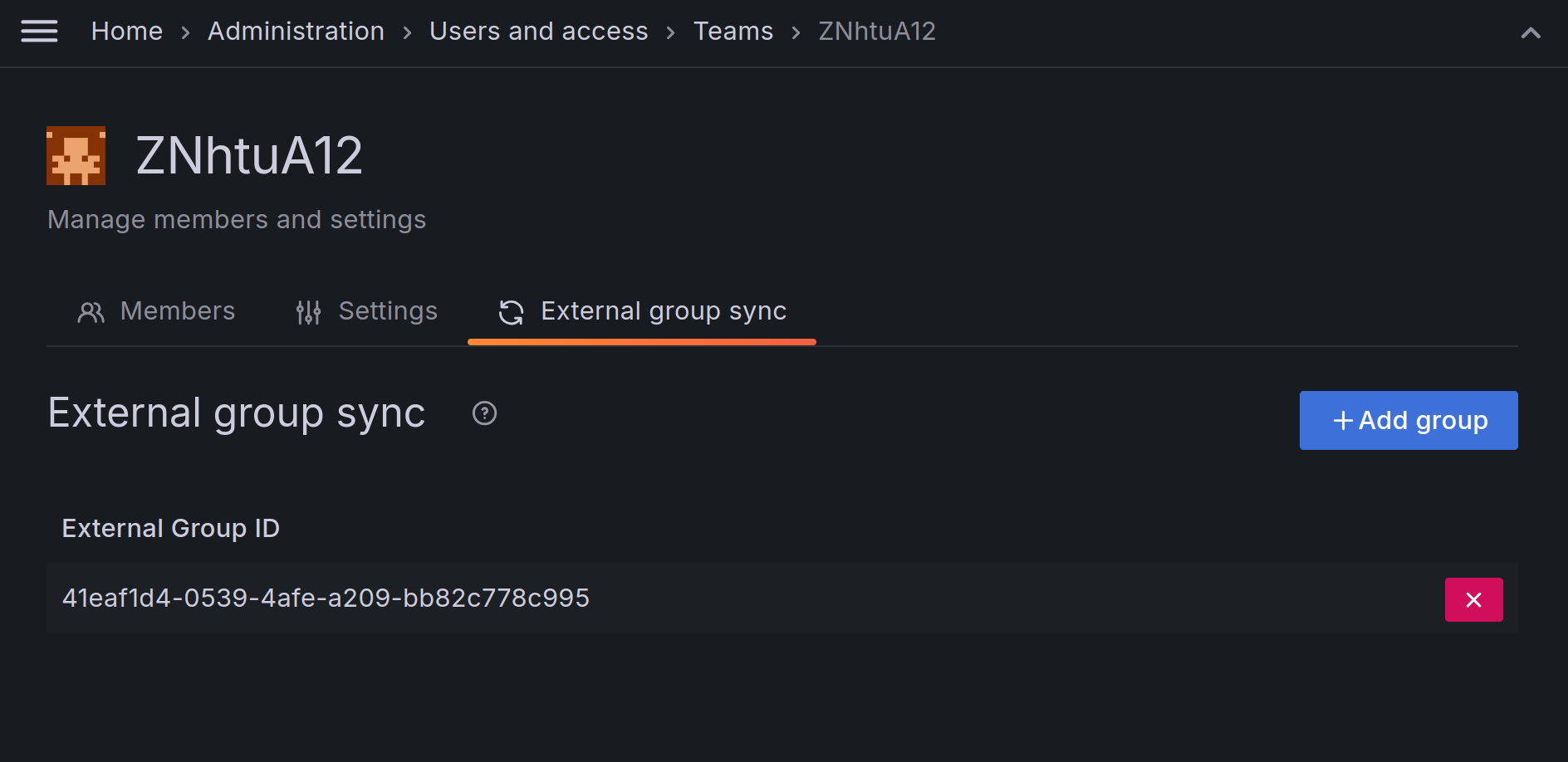 External group sync menu