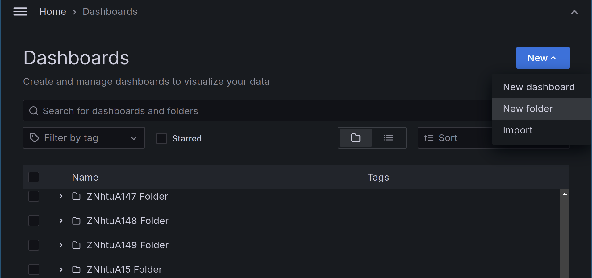 New folder selection