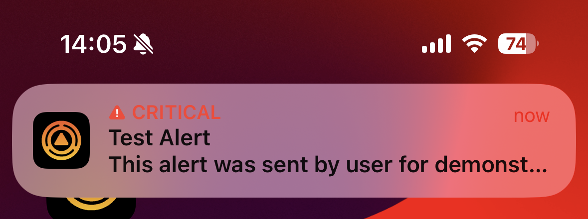 An OnCall mobile alert on iOS.