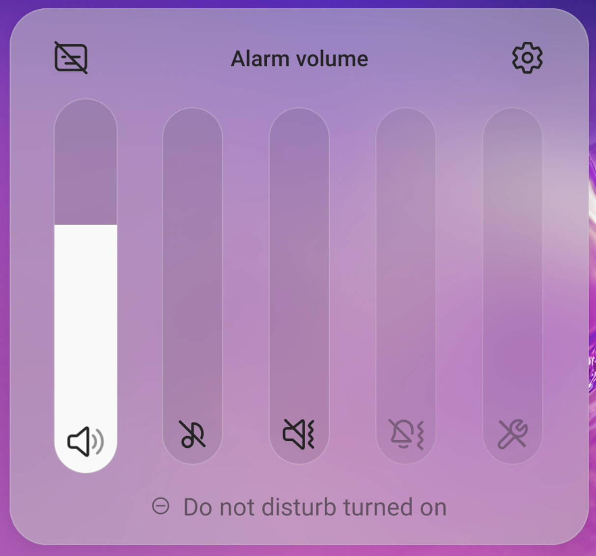 A screenshot of the alarm volume channel.