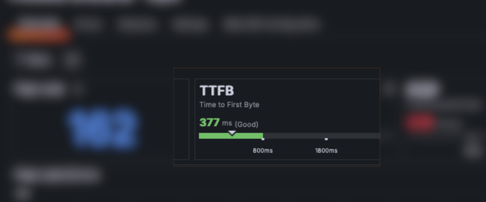 A screenshot of the TTFB metric in Frontend Observability