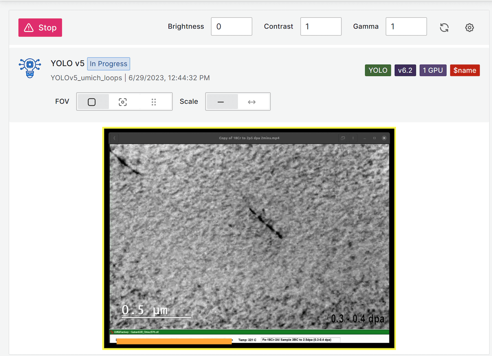 *Fig. 2: The Acquisition panel, which is located in the top left of the dashboard. It is used to control the source of images to analyze.* A close-up look at the Acquisition panel in the dashboard used to control the source of images to analyze.