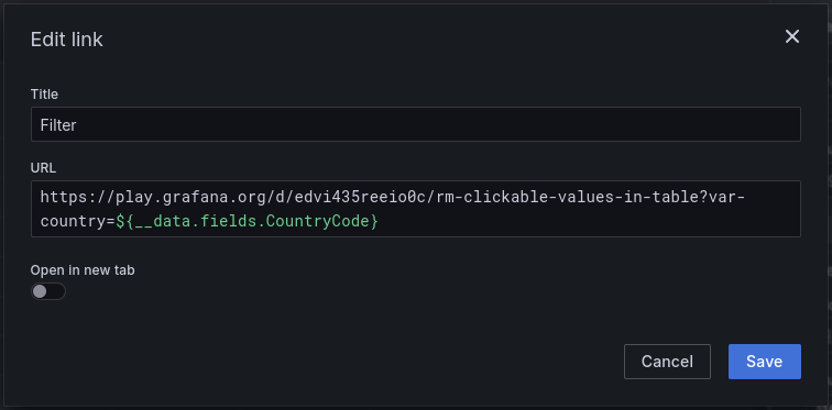 A screenshot of an example variable.