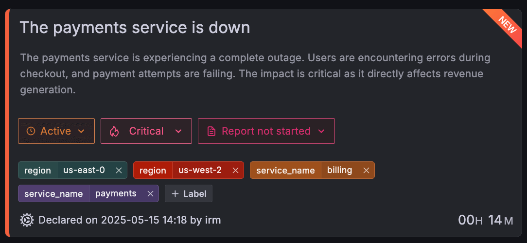 Service down outage message