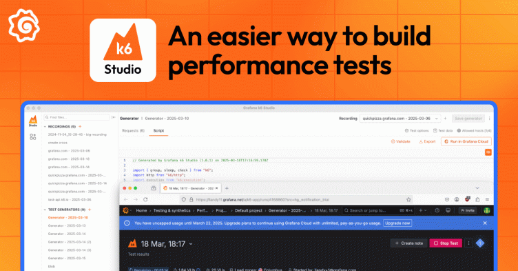 An open source app for easily building performance tests: Grafana k6 Studio is generally available