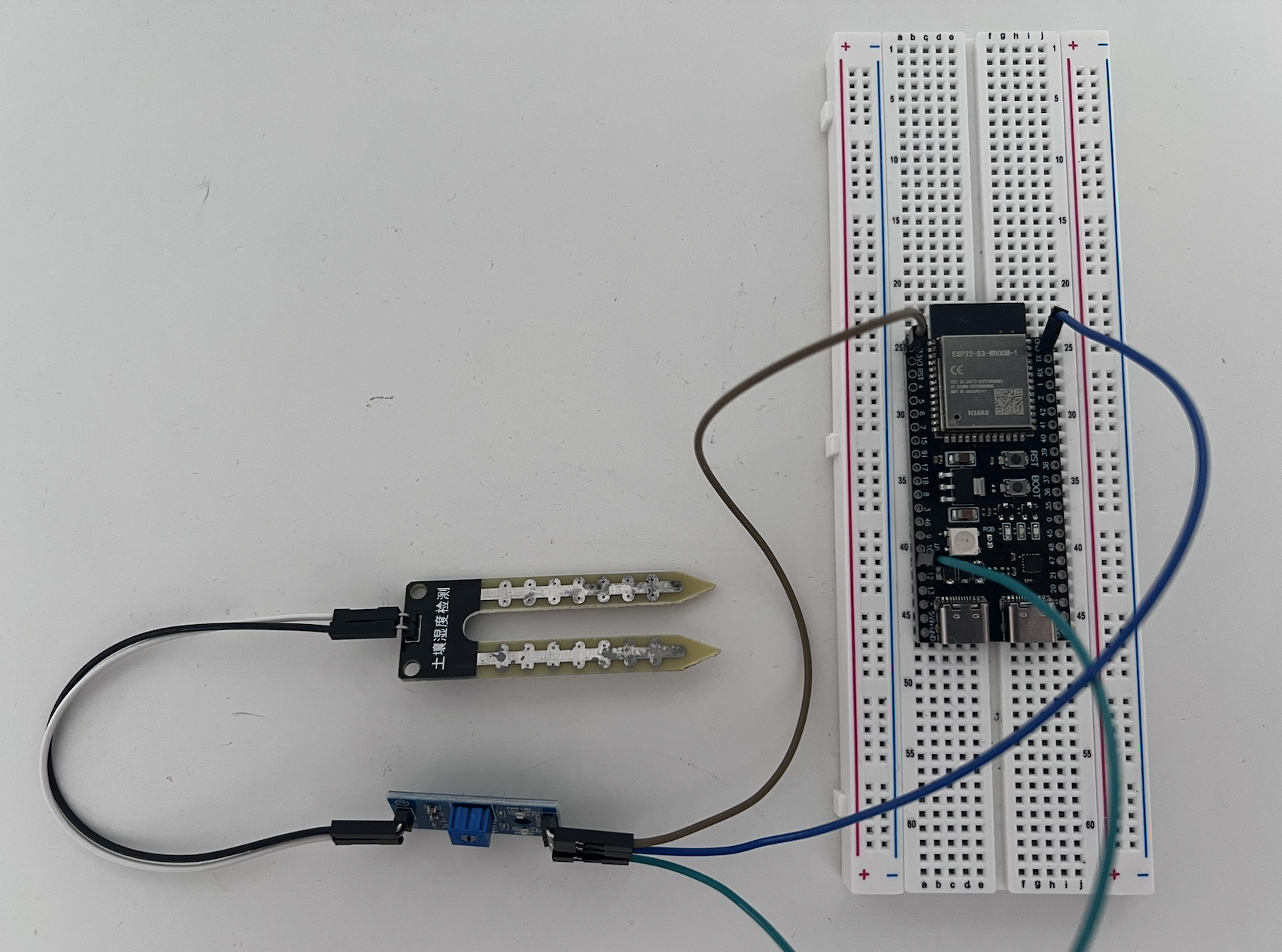 A screenshot of the hardware for the soil moisture sensor project.