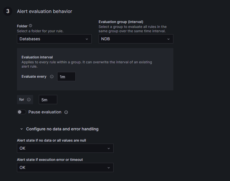 A screenshot of alert evaluation behavior.