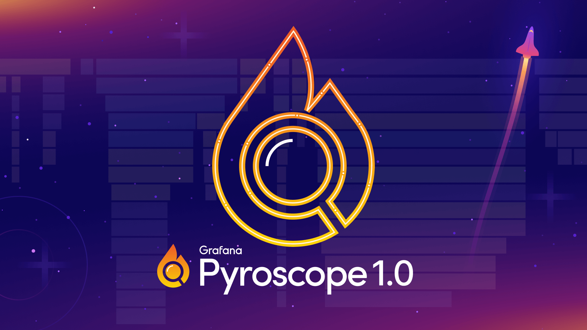 Graphic showing Grafana Pyroscope logo for 1.0 release