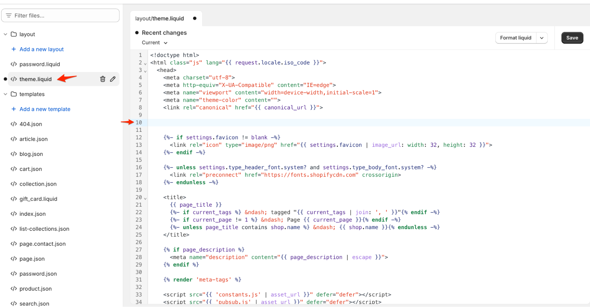 A screenshot of a theme liquid file.