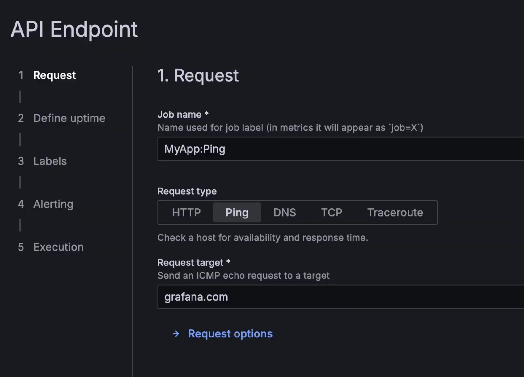 A screenshot of the check configuration form.