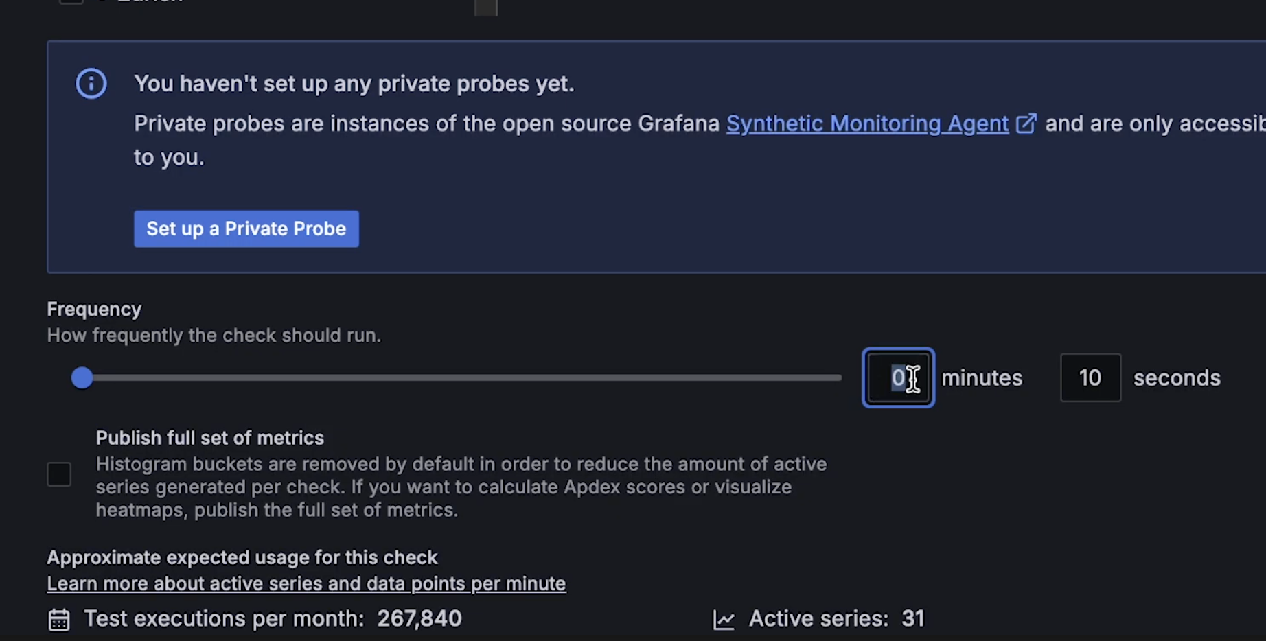 A screenshot of frequency parameters.