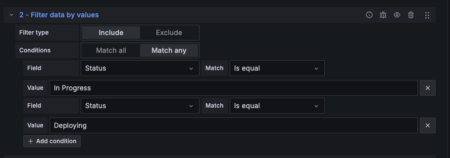 Filter data by values in Grafana UI