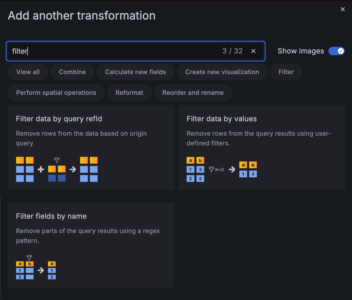 A screenshot showing how to add a transformation.