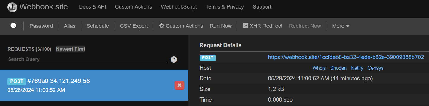 A POST entry in Webhook.site A POST entry in Webhook.site