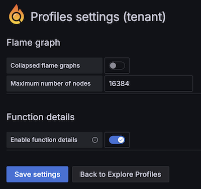 The Profiles Settings page