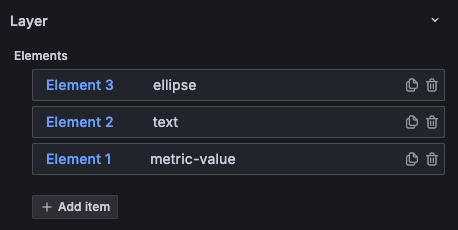 Canvas elements added in the Layer options