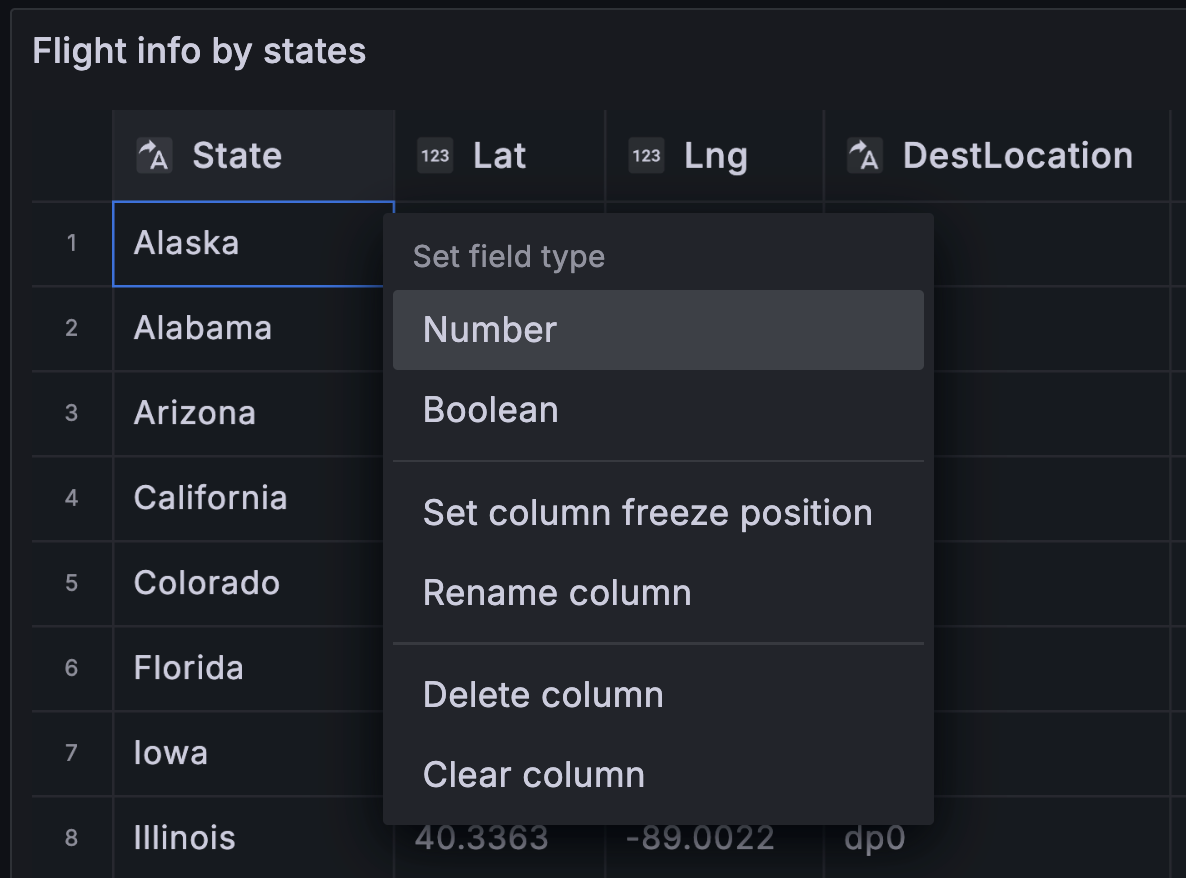 Datagrid header menu