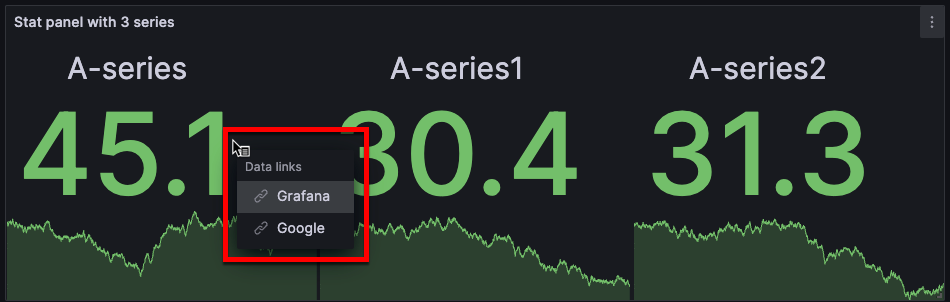 Stat visualization with a data link displayed