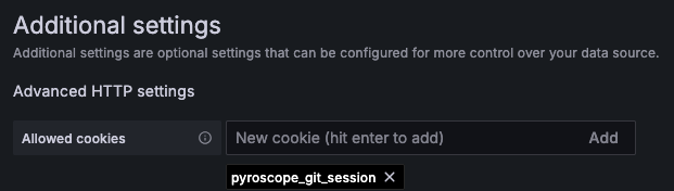 Additional data source settings for Pyroscope GitHub integration