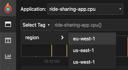 Region dropdown menu
