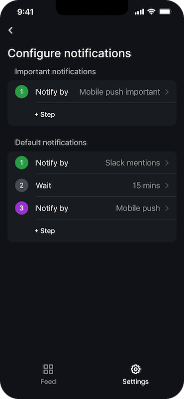 Screenshot of how to configure escalations in the Grafana OnCall mobile app.