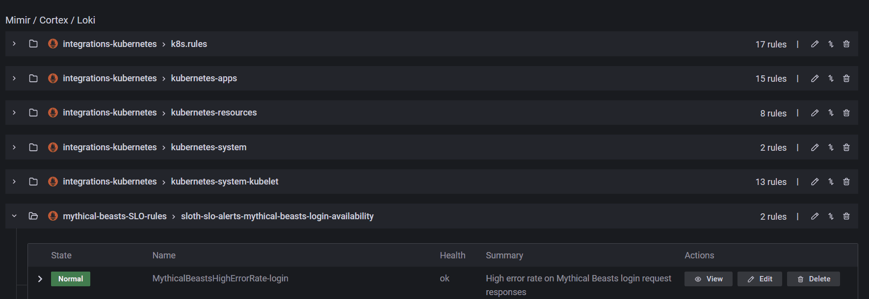 Screenshot of UI for editing an alerting group in Grafana Cloud.