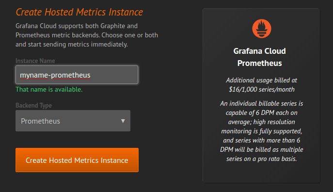 Create Hosted Metrics Instance Create Hosted Metrics Instance