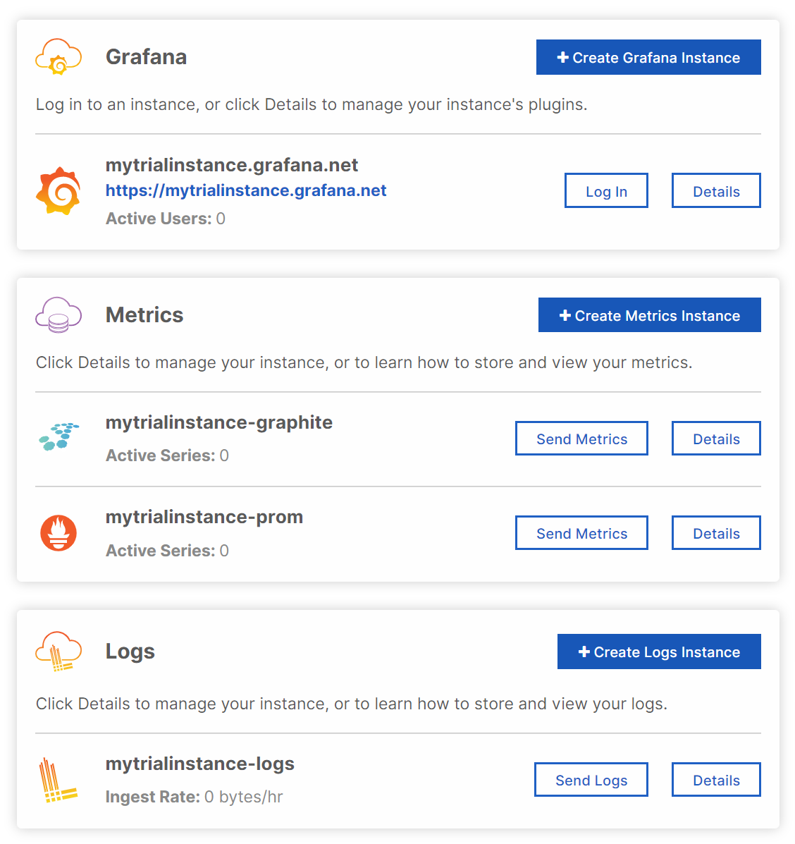 View Grafana Cloud instance View Grafana Cloud instance