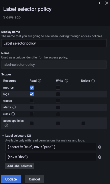 Use labels to filter for secret and environments Use labels to filter for secret and environments